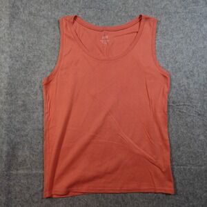 J Jill Top Womens Large Tank Orange Pima Cotton Sleeveless Basic Casual